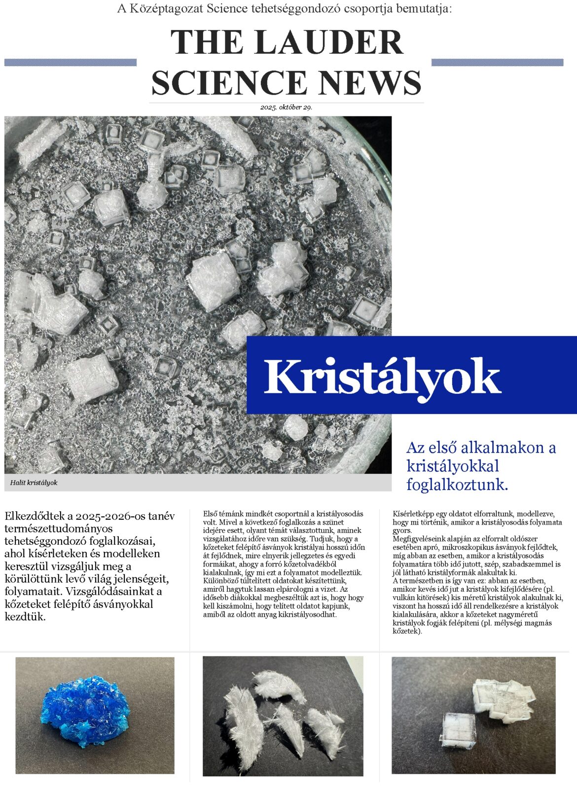 THE LAUDER SCIENCE NEWS #01 – tehetséggondozás a középtagozaton